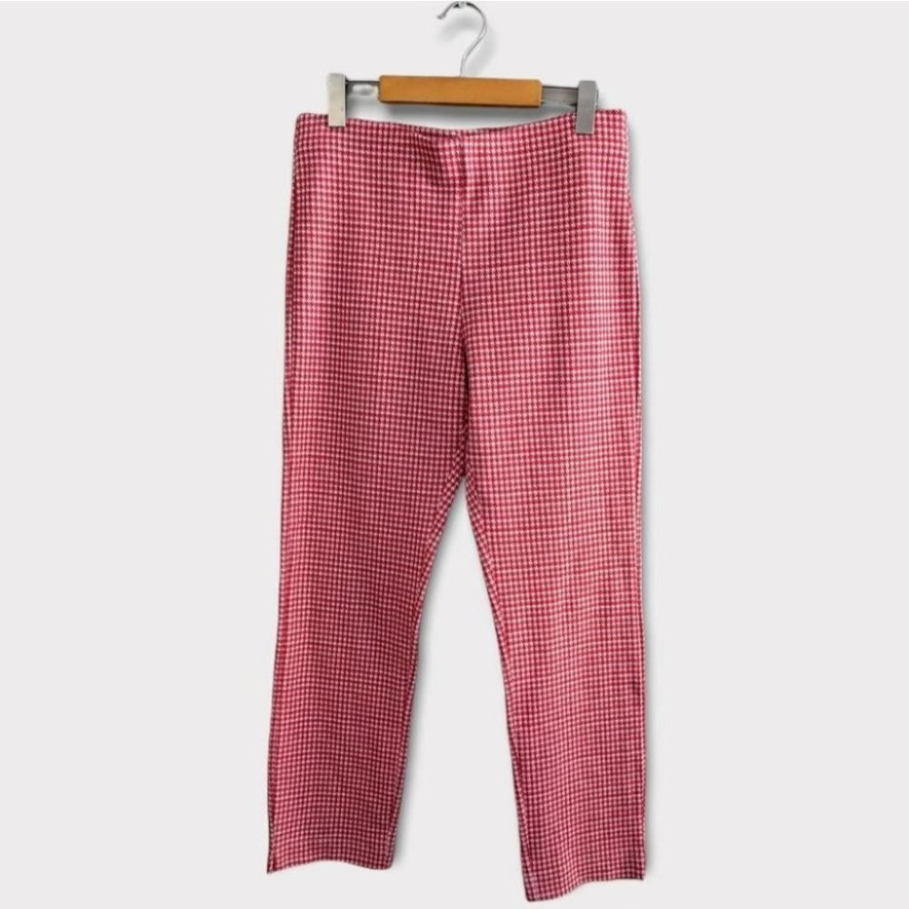 Crosby Red White flat panel front stretch houndstooth pants trousers Medium